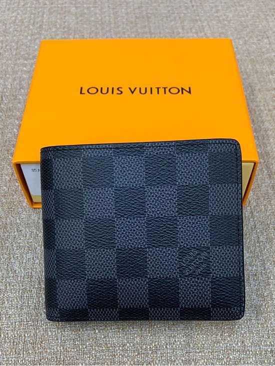 Louis Vuitton Other - Louis Vuitton Damier Graphite Checkerboard Card Blue leather Wallet in Black